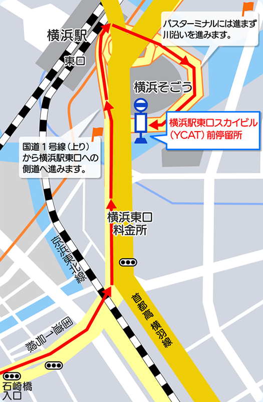 地図：戸塚方面からの進入方法