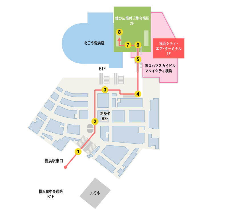 集合場所（B）「鐘の広場付近トンネル」