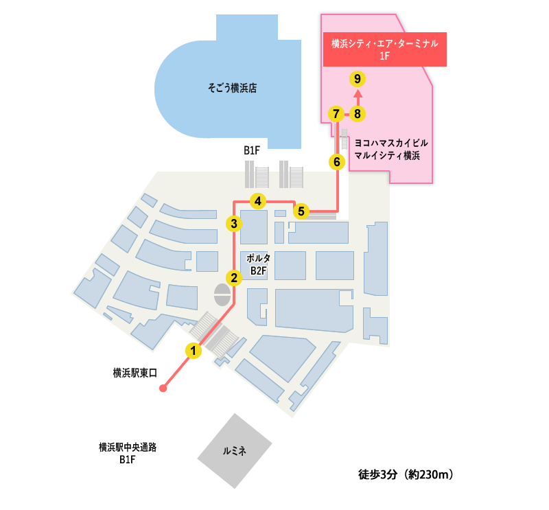 歩いて横浜駅からycatへ Ycat ワイキャット 横浜シティ エア ターミナル Yokohama City Air Terminal